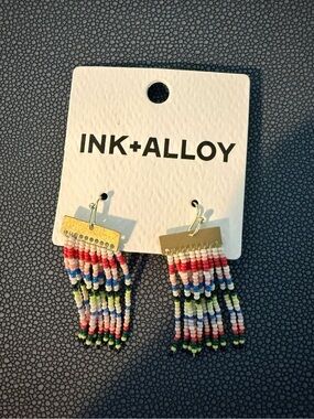 Ink + Alloy Multicolor Bead Fringe Earrings